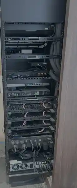 Central equipment rack for the Darling Point residence, with Control4 controllers, network switching, amplification and labelled structured cabling