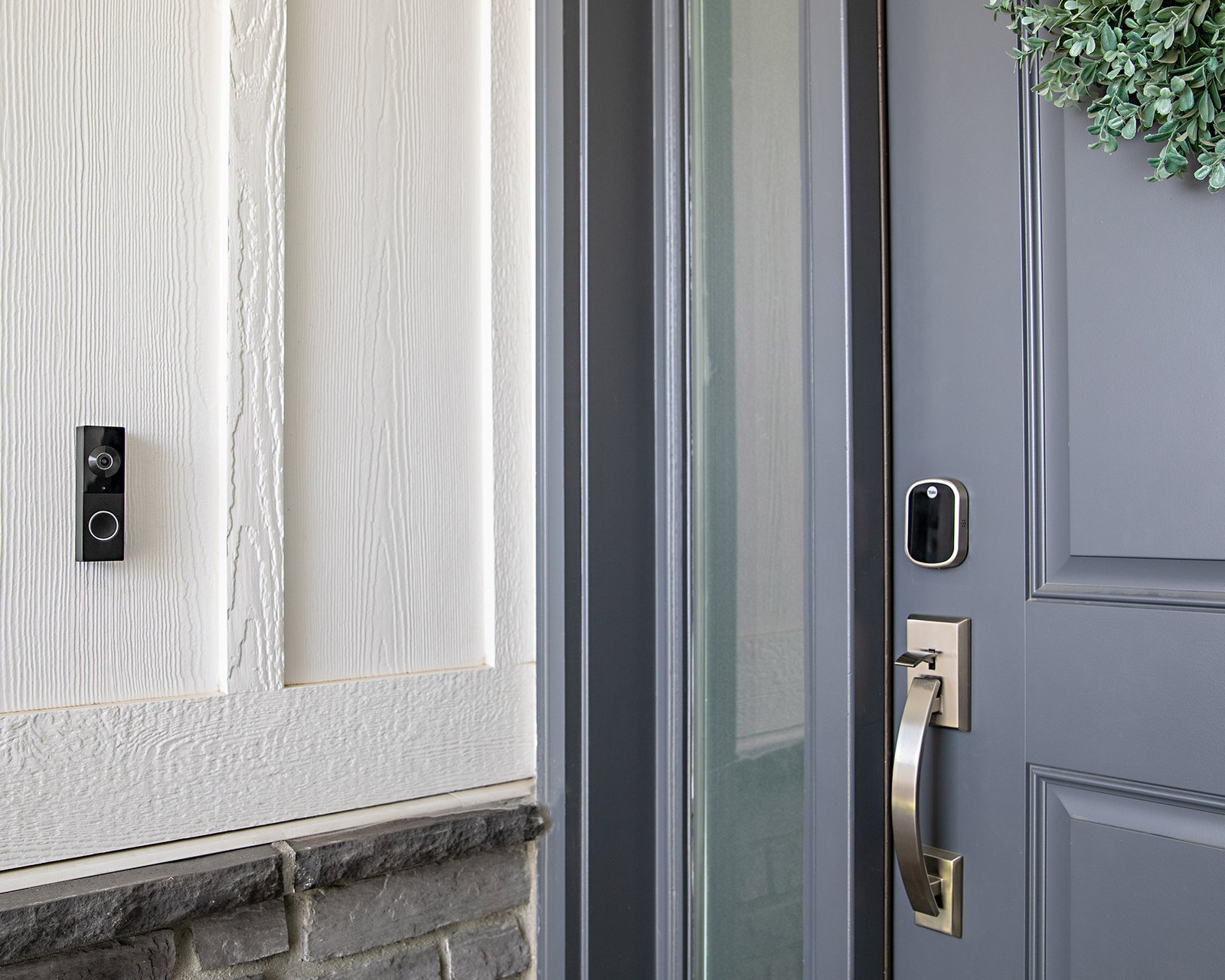 Video doorbell and smart lock at the entry of a home integrated by HTI